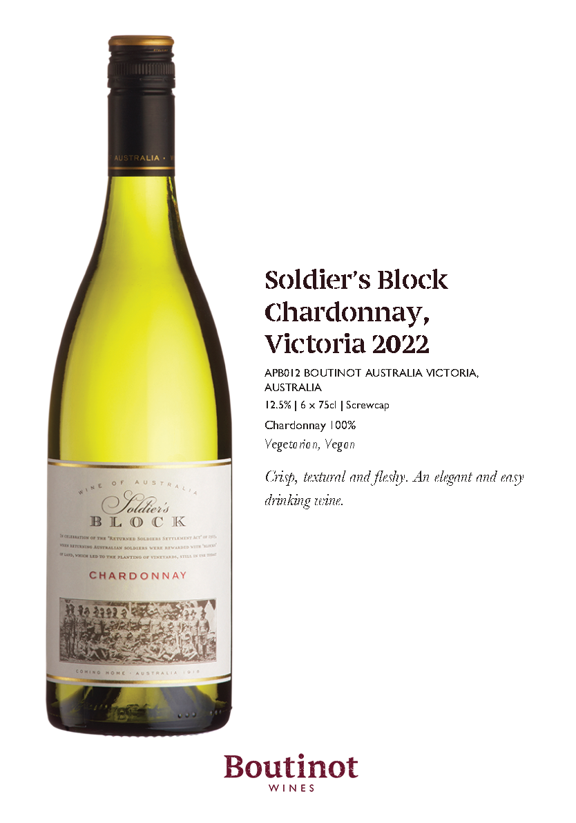 SOLDIERS BLOCK CHARDONNAY VICTORIA 2022,12.5%ABV