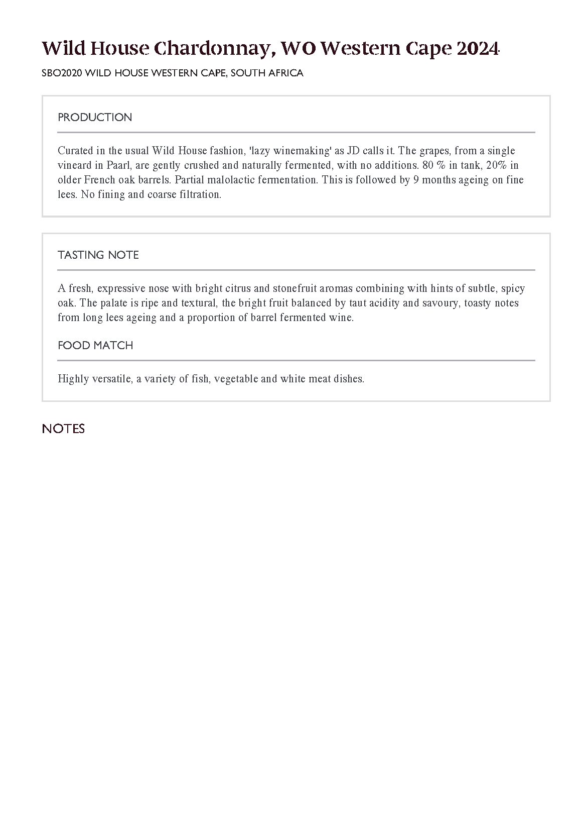 WILDEBERG WILD HOUSE CHARDONNAY 2024 14%